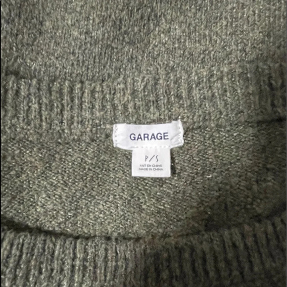 Garage Olive Green Braided Lace-up Side Knit Plush Sweater Small Women’s - Picture 9 of 11